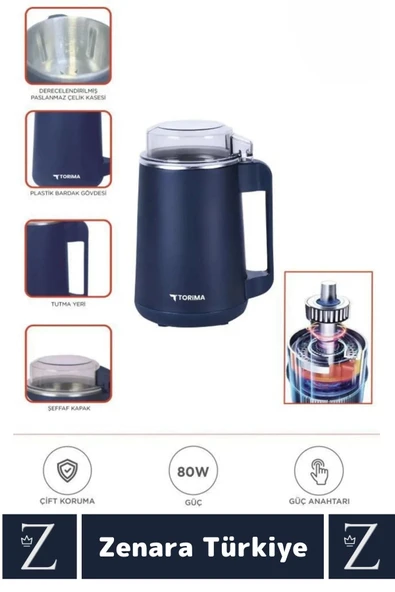 Ergonomik Tutma Saplı Kolay Temizlenir Tek Tuş Bas Çalıştır Kuruyemiş Baharat Kahve Öğütücü 500 ML - 3