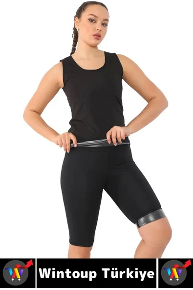 Günlük Spor Kullanım Terleme Hızlandıran Rahat Destekleyici TERMAL SAUNA ŞORT ATLET TAKIM - 2