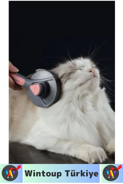 Ergonomik Kaymaz Uzun Kısa Tüy Tüm Irklar İçin Kendini Temizleyen Otomatik Tuşlu KEDİ KÖPEK TARAĞI - 3