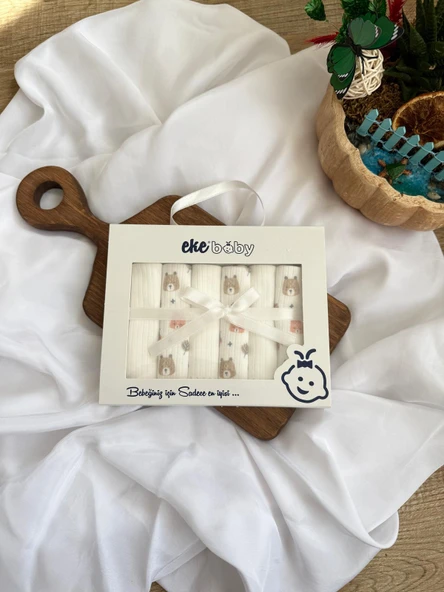 Penye Desenli, Kutulu Bebek Ağız Mendili , %100 Pamuklu , 6'lı 20x20 cm - 7