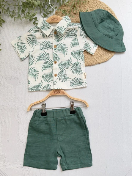 Şapkalı Yaprak Desenli Takım - 11