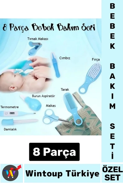 Kompakt Çok Fonksiyonlu Bebek Yenidoğan Hijyenik Temizlik Temel Kişisel Bakım 8 Prç BEBEK BAKIM SETİ ürün görseli