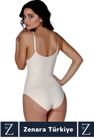 İz İç Göstermez Kaymaz Vücut Şekillendiren Sıkılaştıran Toparlayan Çıtçıtlı Slip Body Korse - Resim 2