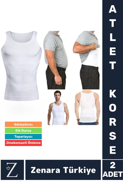 Jinekomasti Dik Duruş Göbek Göğüs Toparlayan Sıkılaştıran Ultra Elastik Erkek Atlet Korse 2 Adet ürün görseli