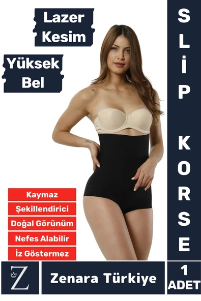 İz İç Göstermez Kaymaz Beden İncelten Sıkılaştıran Toparlayan LAZER KESİM Yüksek Bel Slip Korse ürün görseli 1