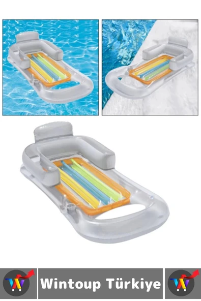 Dayanıklı Yüzme Havuz Deniz Keyif İçecek Koyma Yeri Koltuklu Tasarım Şişme Lüks Şeffaf DENİZ YATAĞI - 3
