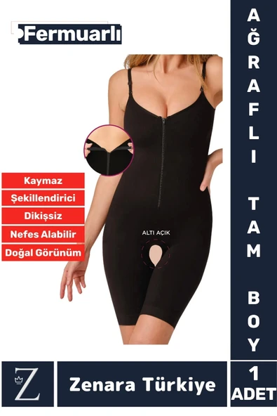 Günlük Vücut Şekillendiren Beden İncelten Toparlayan İhtiyaç Deliği Fermuarlı Ağraflı Tam Boy Korse ürün görseli