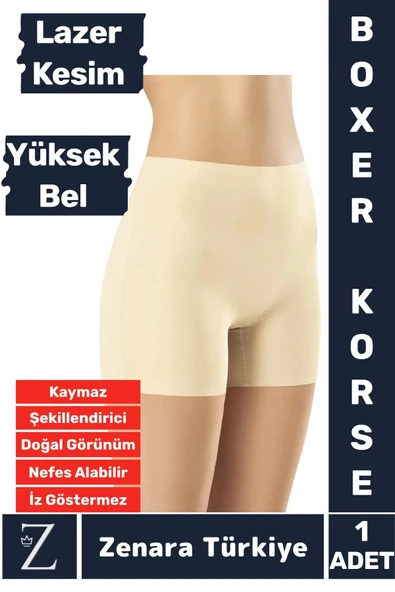 İç Göstermez Kaymaz Vücut Şekillendiren Sıkılaştıran Toparlayan LAZER KESİM Yüksek Bel Boxer Korse ürün görseli