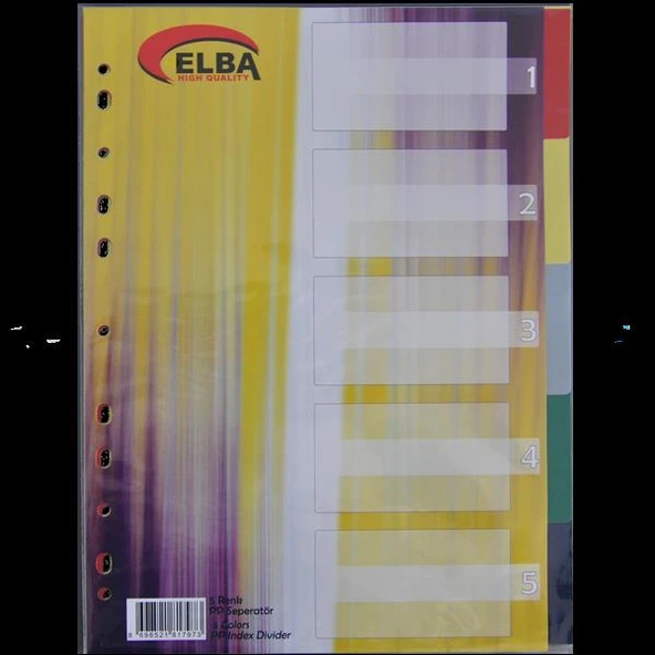 Bafix Seperatör 5 Renkli Plastik A4 (50 Li Paket)