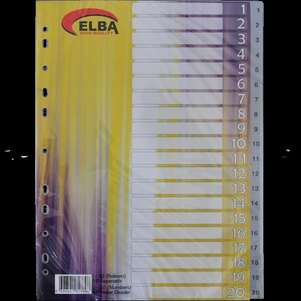 Bafix Seperatör 1-20 Rakamlı Plastik A4 (15 Li Paket)