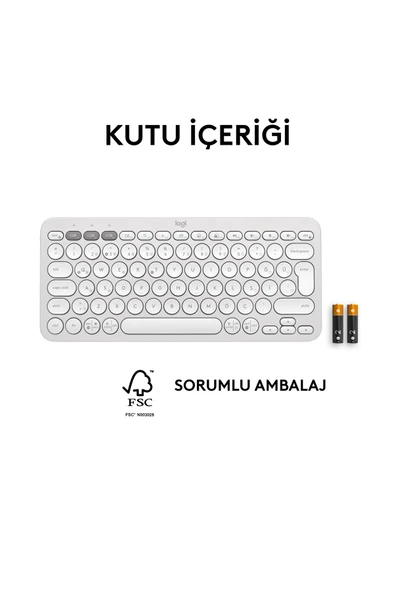 K380s Pebble Keys 2 Çoklu Cihaz Özellikli Bluetooth Türkçe Q Klavye - Beyaz - 10
