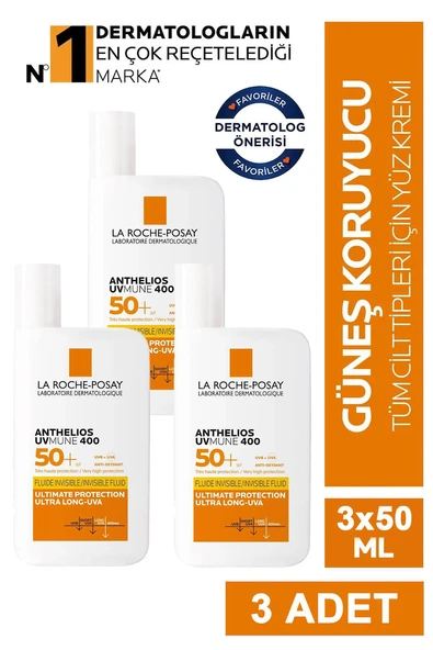 La Roche Posay Anthelios UVmune 400 Invisible Fluid SPF50+ 50 ml 3 Adet ürün görseli