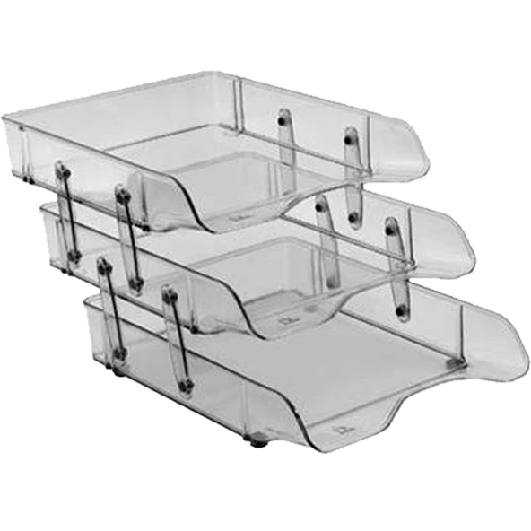 Bafix Evrak Rafı Hareketli Plastik 3 LÜ Şeffaf (8 Li Koli)