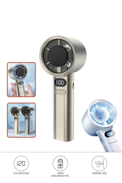 Dijital Ekranlı 120 Hız Şarjli Ayarlı Taşınabilir Mini Fan