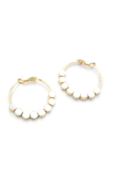 Mineli Halka Küpe - Beyaz ürün görseli