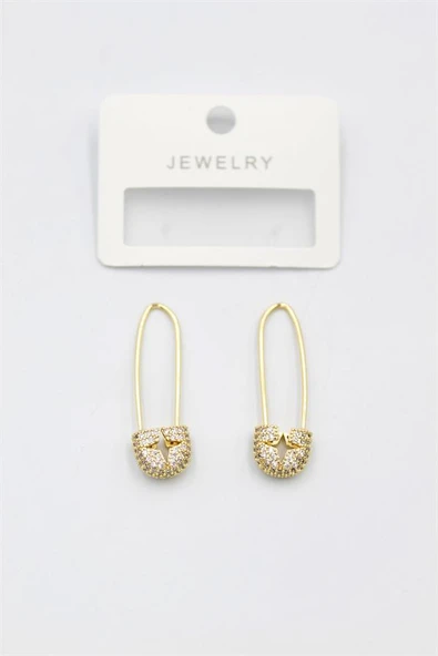 Taşlı Filkete Küpe - Altın - Resim 2