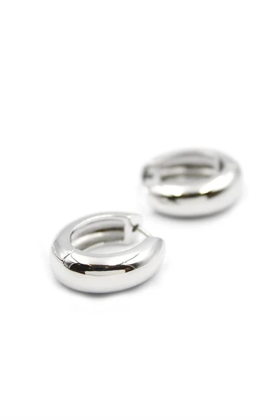 Oval Halka Küpe - Gümüş - 2