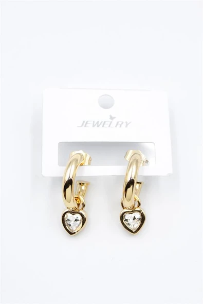 Kalp Halka Küpe - Beyaz ürün görseli