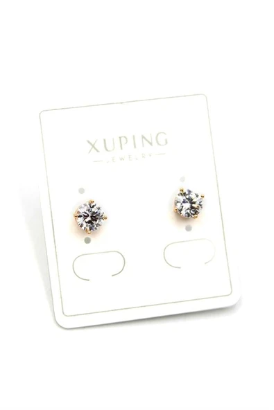 Büyük Boy Tek Taş Küpe - Altın - 2