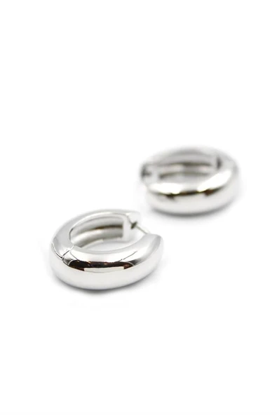 Oval Halka Küpe - Gümüş - 1