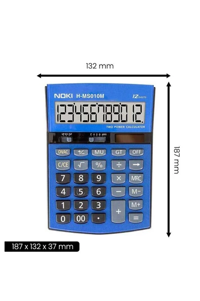 Noki H-MS010M Masaüstü Hesap Makinesi 12 Haneli - Mavi - 2
