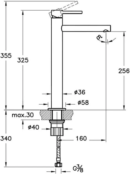 Vitra Origin Krom Large Yüksek Lavabo Bataryası A42558 - 3
