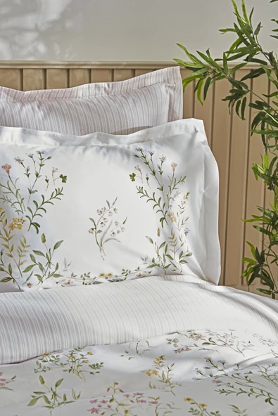 Sera %100 Pamuk Çift Kişilik Nevresim Takımı Yeşil - 4