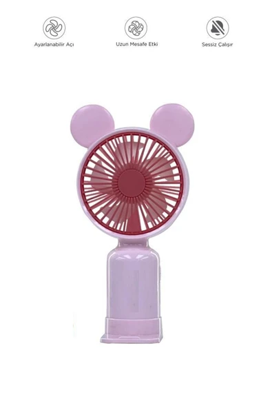 F-12 Mini Taşınabilir Fan Şarjlı 2 Kademeli Ledli Ayıcık Kulak Vantilatör Klima Soğutucu