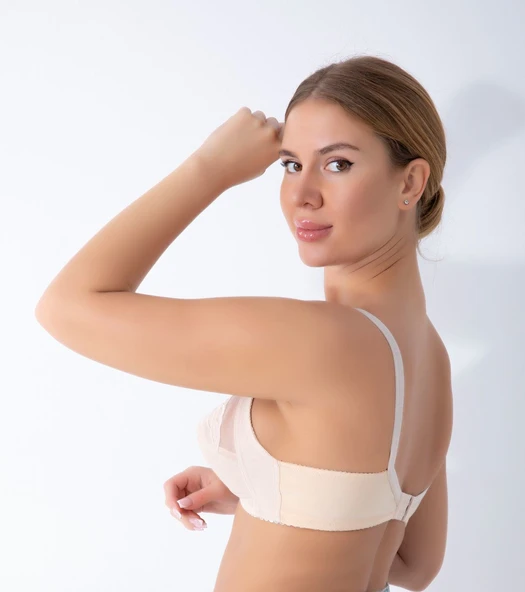 ASM1326 Kadın Ten Rengi Saten Nakışlı Minimayzer Toparlayıcı Sütyen - 2