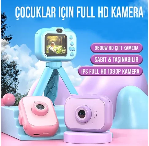 Çocuk Digital  Fotoğraf Makinası 2 Kameralı 1080p HD 32GB Hafızalı - 4