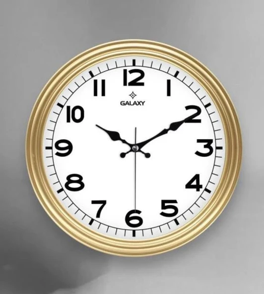 Klasik Kadran Gold Sarı Renk Sessiz Akar 30 Cm Duvar Saati - 2