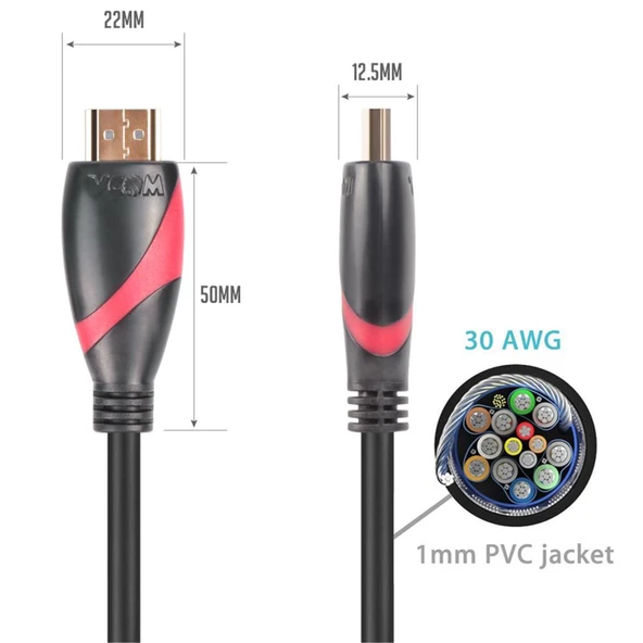 Vcom Siyah 30 Metre 1.4V Hdmi-M-Hdmi-M Kablo - 2