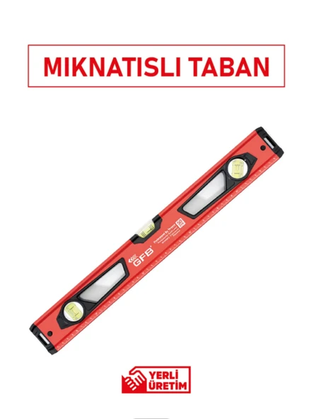Gfb 5521 Mıknatıslı Profesyonel Su Terazisi Kırmızı 50 cm - Resim 3