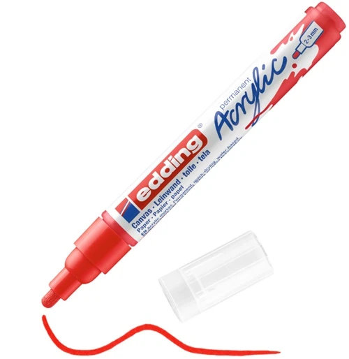 Edding Akrilik Markör Kalem Trafik Kırmızı - 2 adet ürün görseli 1