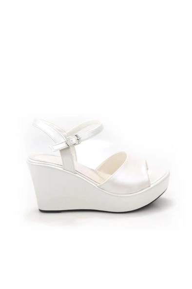 Papuçcity Lgzz 03147 Kadın Dolgu Taban Gelin Nikah Düğün Sandalet Ayakkabı