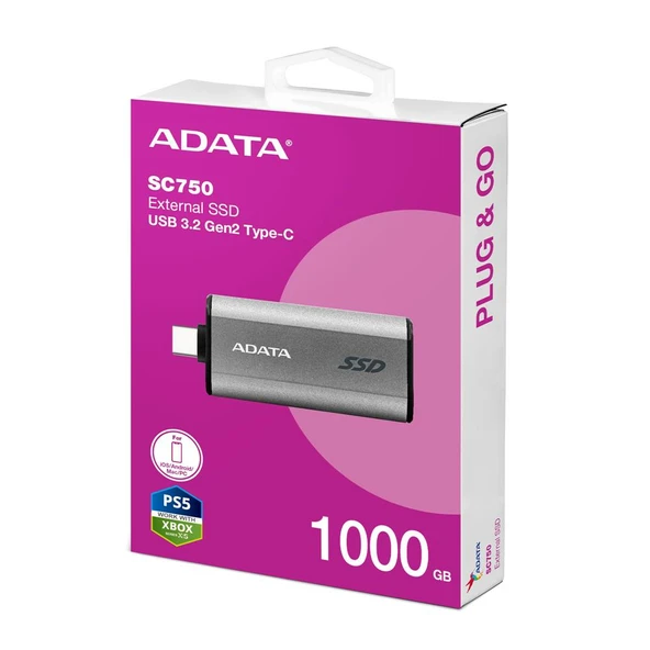 Adata 1 TB Taşınabilir Usb 3.2 Gen2 Type-C Ssd Harici Disk - Resim 2