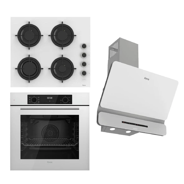 Ferre FLOWART-SILENTART Serisi Beyaz Set (CS206-FA + QBL63CB +D081-SA ) - Emaye Izgara ürün görseli 1