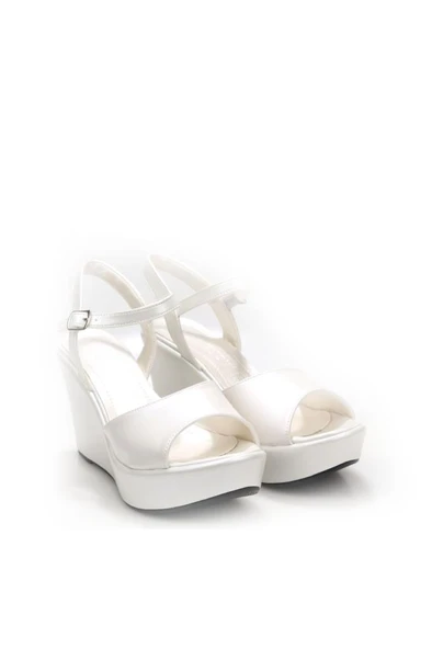 Papuçcity Lgzz 03147 Kadın Dolgu Taban Gelin Nikah Düğün Sandalet Ayakkabı - 2