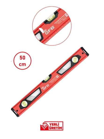 Gfb 5521 Mıknatıslı Profesyonel Su Terazisi Kırmızı 50 cm ürün görseli