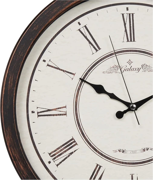 Nostaljik Eskitme Roma Rakamlı Sessiz Akar Duvar Saati 42cm Kahve - 2