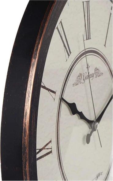 Nostaljik Eskitme Roma Rakamlı Sessiz Akar Duvar Saati 42cm Kahve - 3