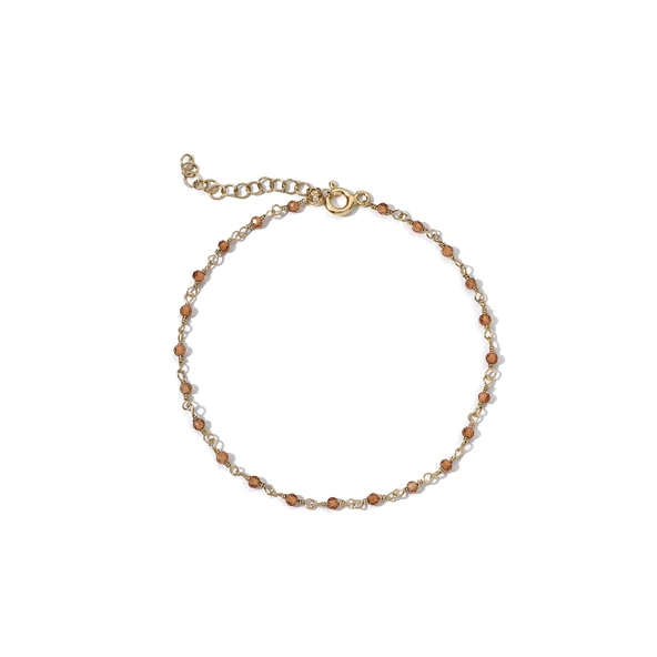 14 Ayar Altın Kaplama Sitrin Doğal Taşlı El Yapımı Gümüş Bileklik - CBS00133 - Resim 3