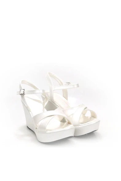 Papuçcity Lgzz 03149 Kadın Dolgu Taban Gelin Nikah Düğün Sandalet Ayakkabı - 2