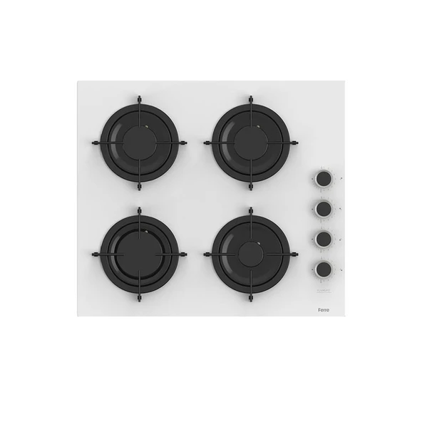 Ferre FLOWART Serisi Beyaz Set (CS206-FA + QBL63CB +D078 ) - Emaye Izgara - 2