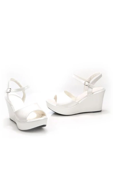 Papuçcity Lgzz 03147 Kadın Dolgu Taban Gelin Nikah Düğün Sandalet Ayakkabı - 3