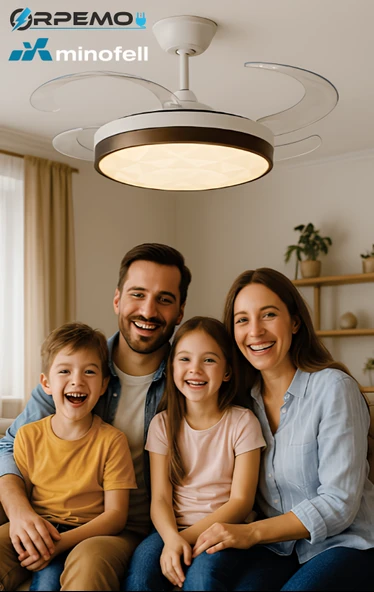 Gizli 42 inç Açılır Kanat  Tavan Vantilatör  Krom  Bluetooth Özellikli, 3 Renk LED Işık  3 Yıl Garantili - Resim 3