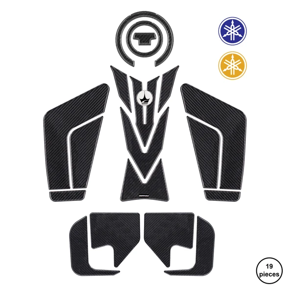 Yamaha MT10 2016 ile Uyumlu Kaydırmaz 6D Karbon 19 Parça Tank Pad Seti GC48 ürün görseli