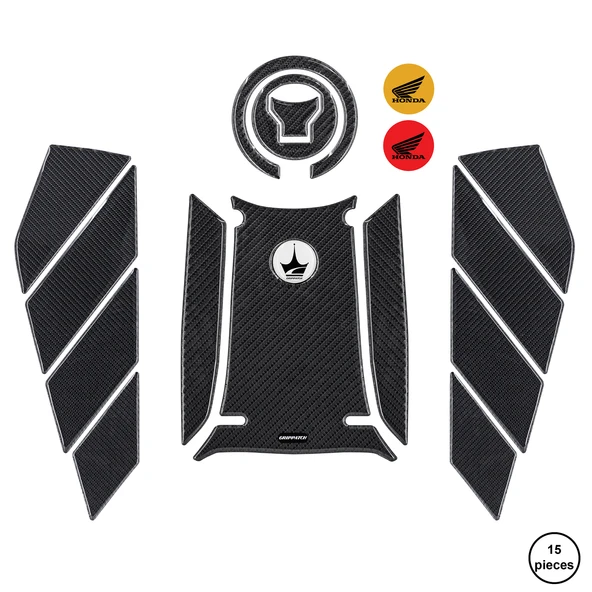 Honda Africa Twin 2016-2019 ile Uyumlu Kaydırmaz 6D Karbon 15 Parça Tank Pad Seti GC52 ürün görseli