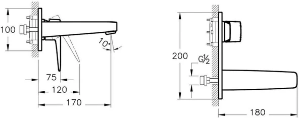 Artema Root Square A42738 Ankastre Lavabo Bataryası, Sıva Üstü, Krom - 2