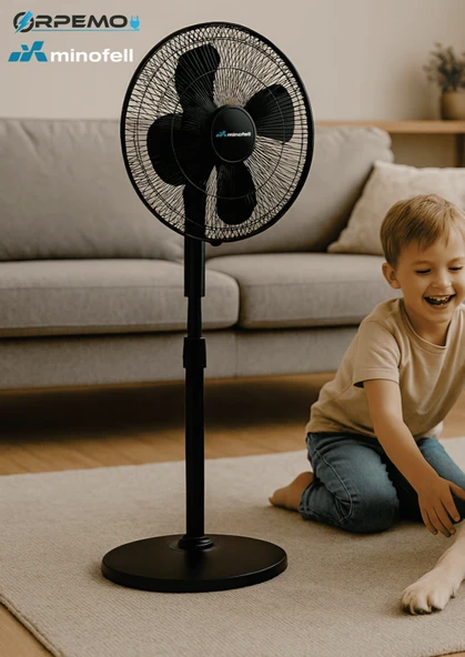 Ayaklı Vantilatör 16inç " Siyah  3 Yıl Garantili, Sessiz ve Güçlü Serinlik - Resim 4